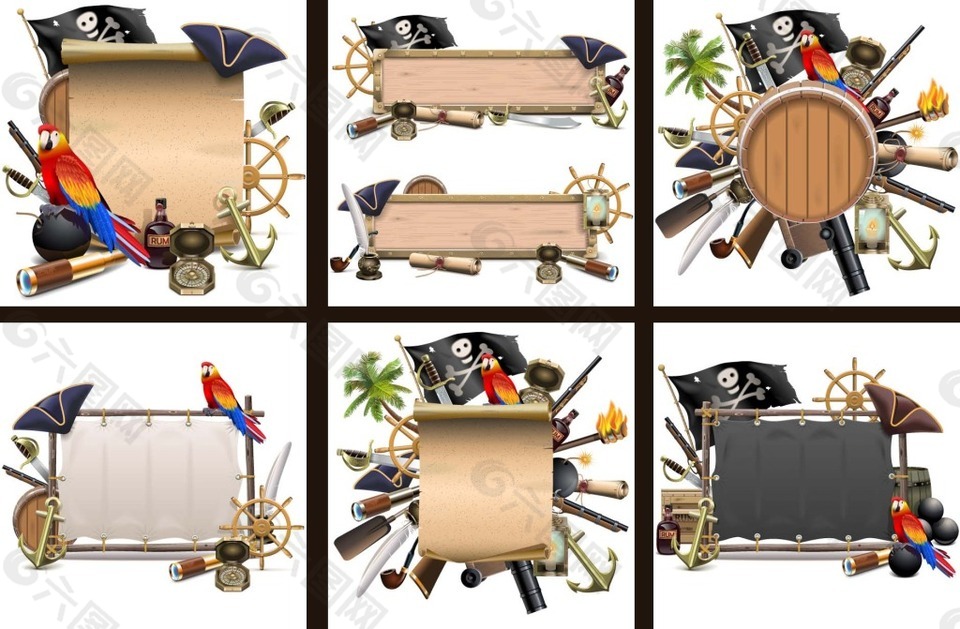 海盗工具装备矢量设计素材