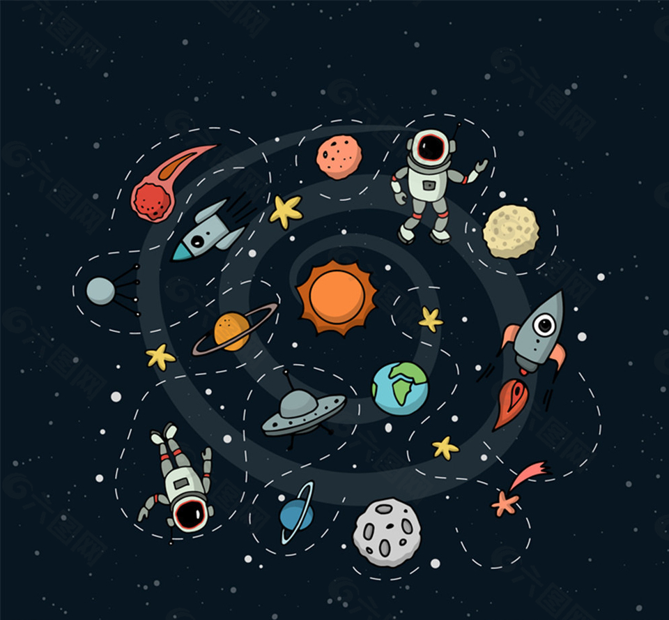 创意太空和宇航员插画矢量素材图片