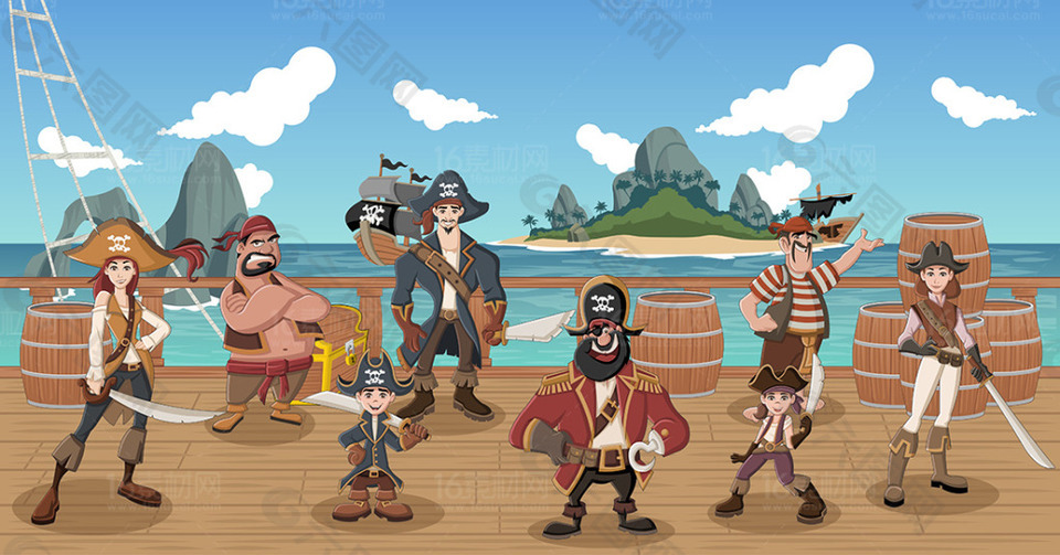 精美海盗卡通人物设计矢量素材