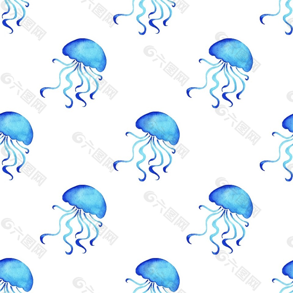一群漂游蓝色水母图片素材