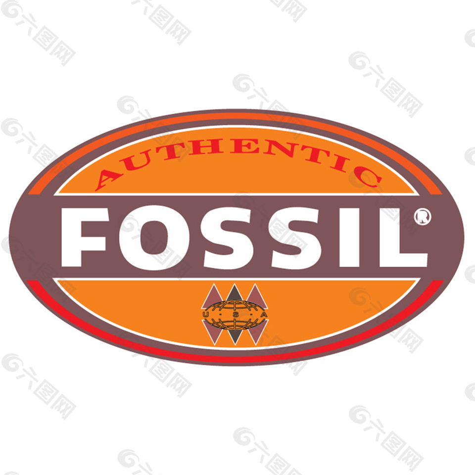 椭圆形fossil简单logo设计