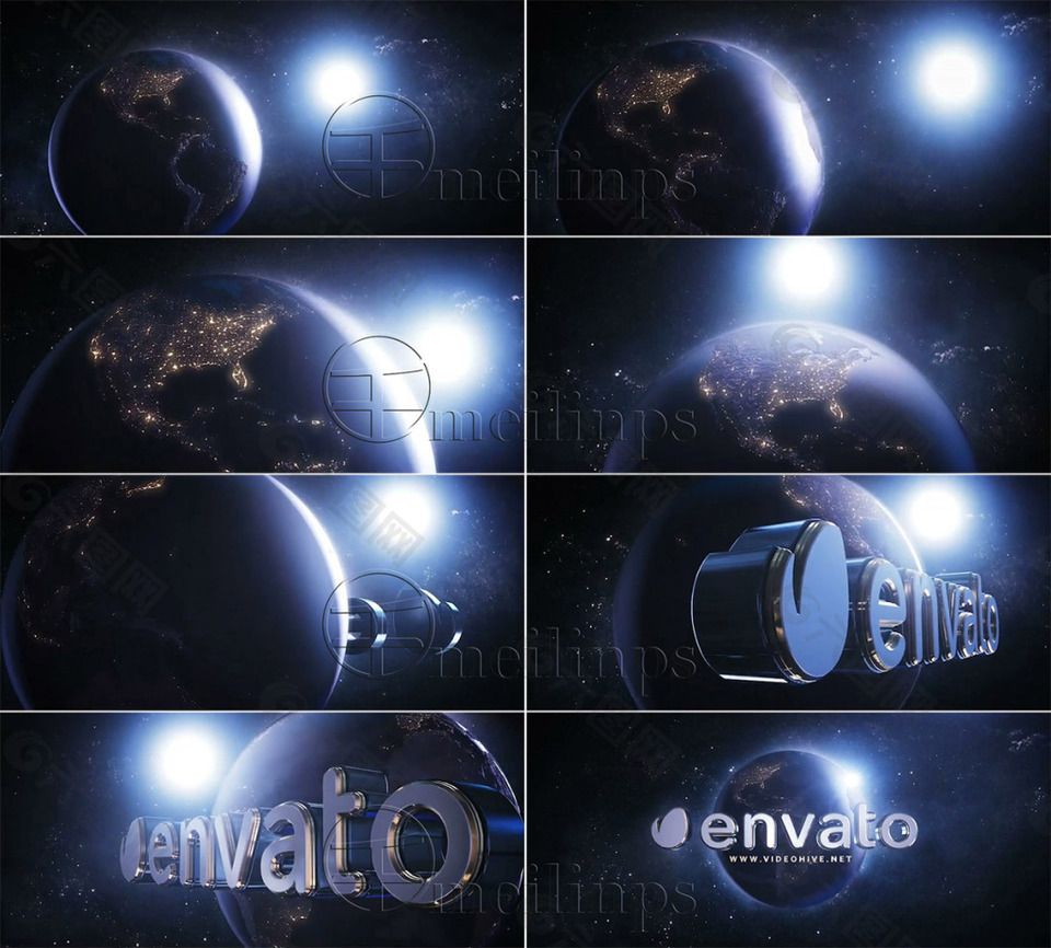 史诗电影游戏环绕地球标志展示AE模板