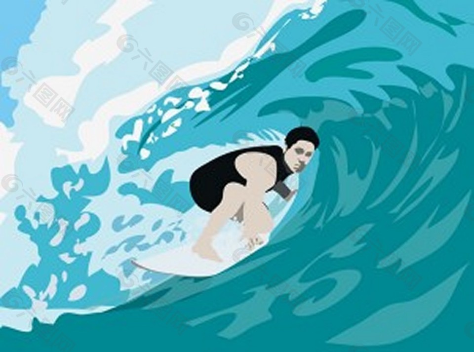 冲浪和波