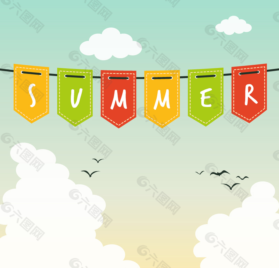夏季SUMMER彩色挂旗