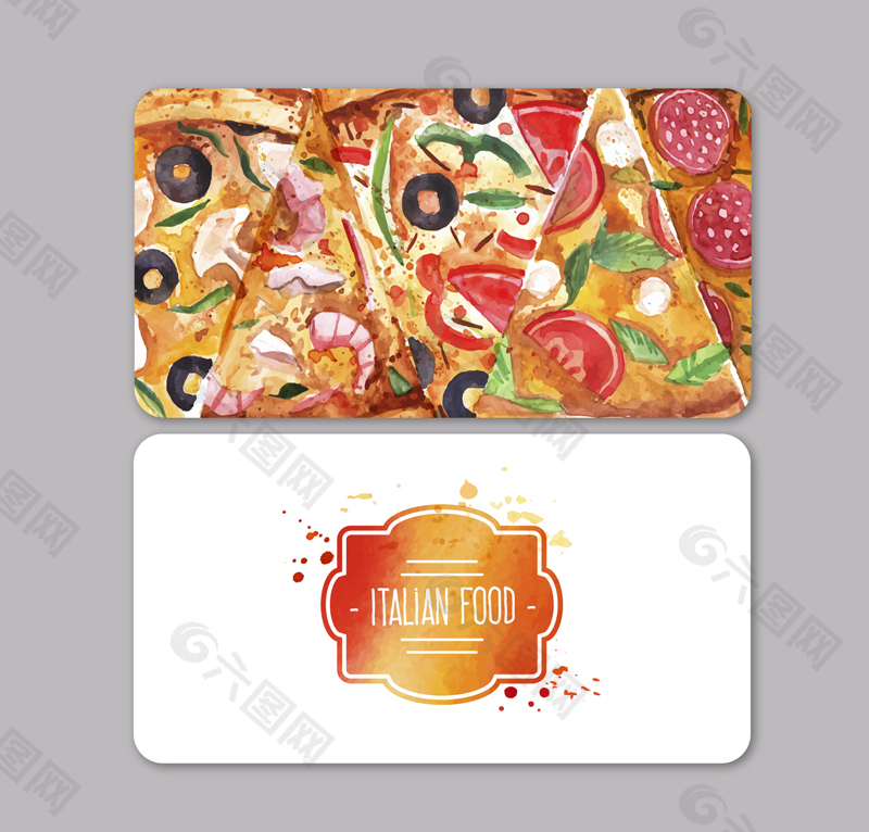 意大利披萨店名片矢量图