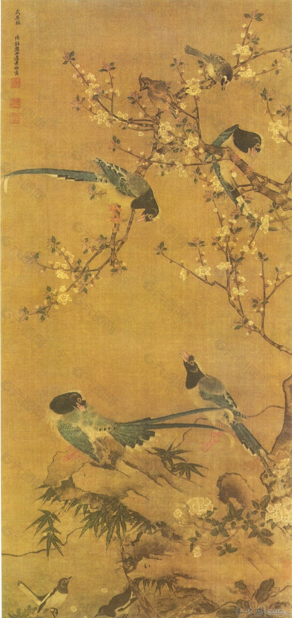 A433_明代 边景昭 花竹聚禽图