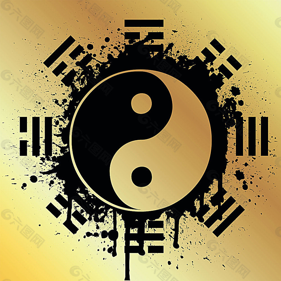水墨太极八卦 AI矢量