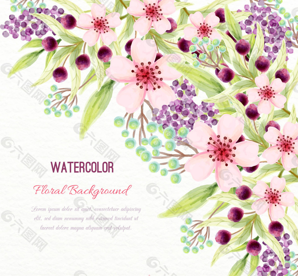 水彩花朵装饰素材