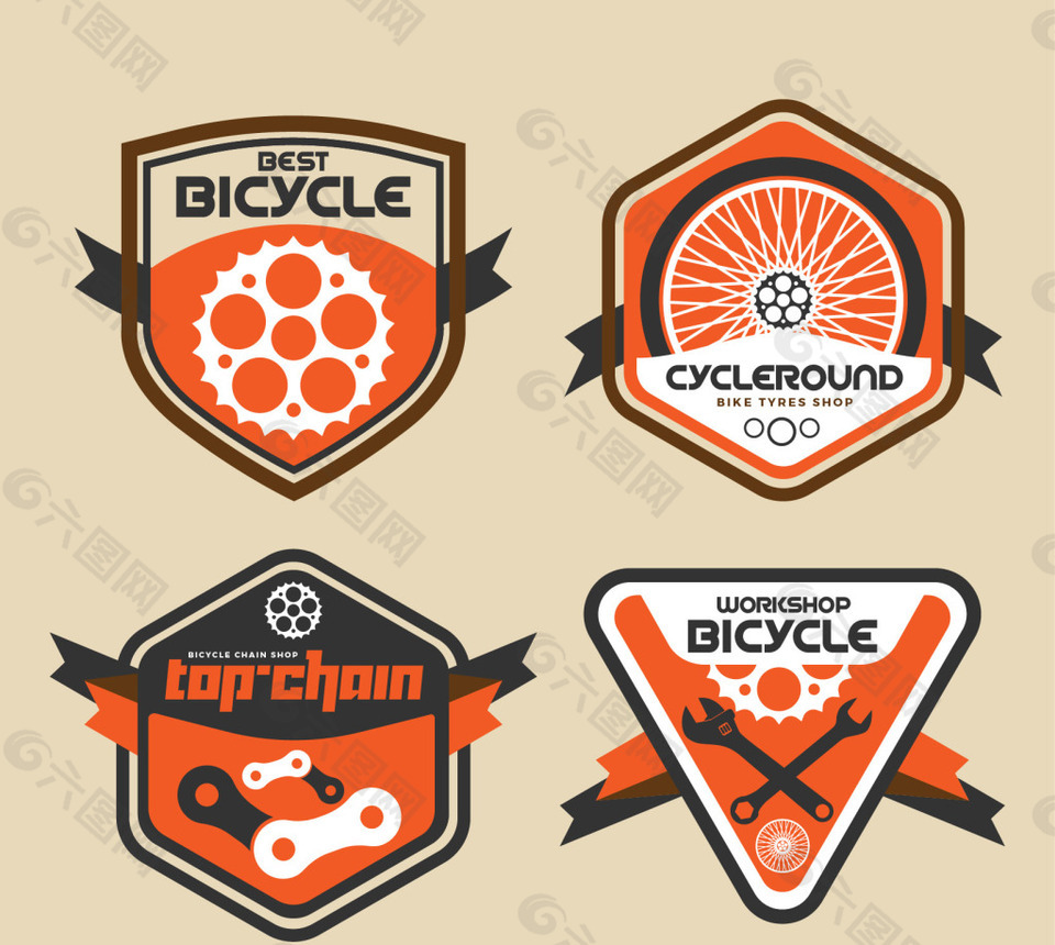 自行车元素徽章