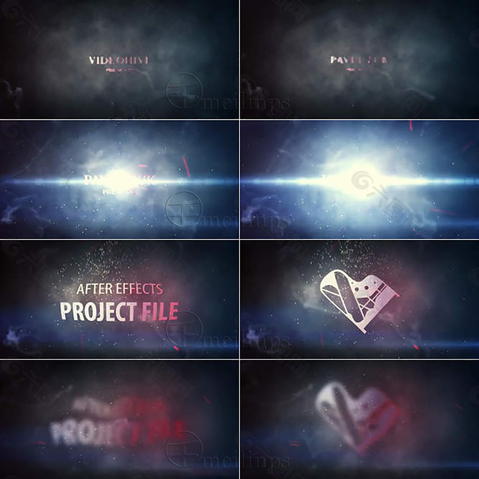 烟雾粒子与火花的电影揭示片头AE模板