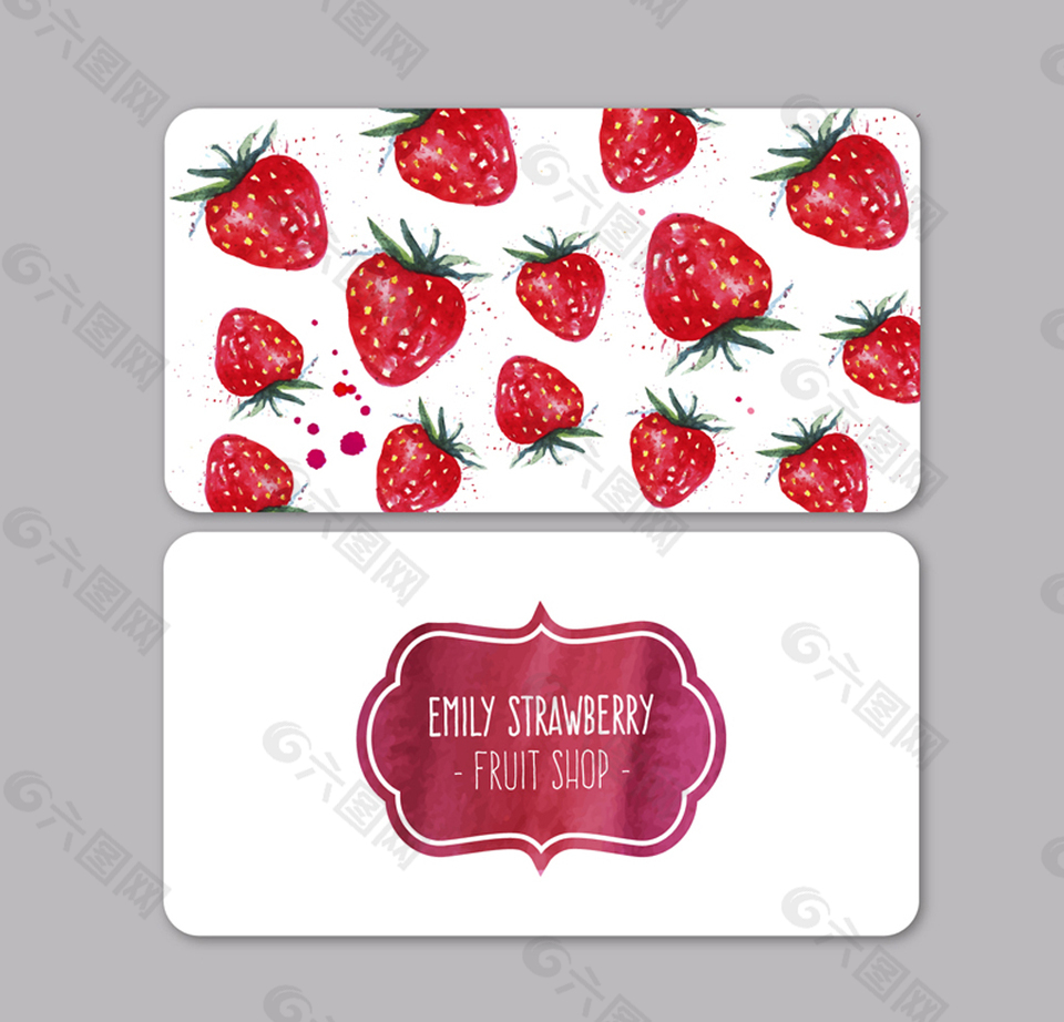 草莓水果店卡片矢量设计