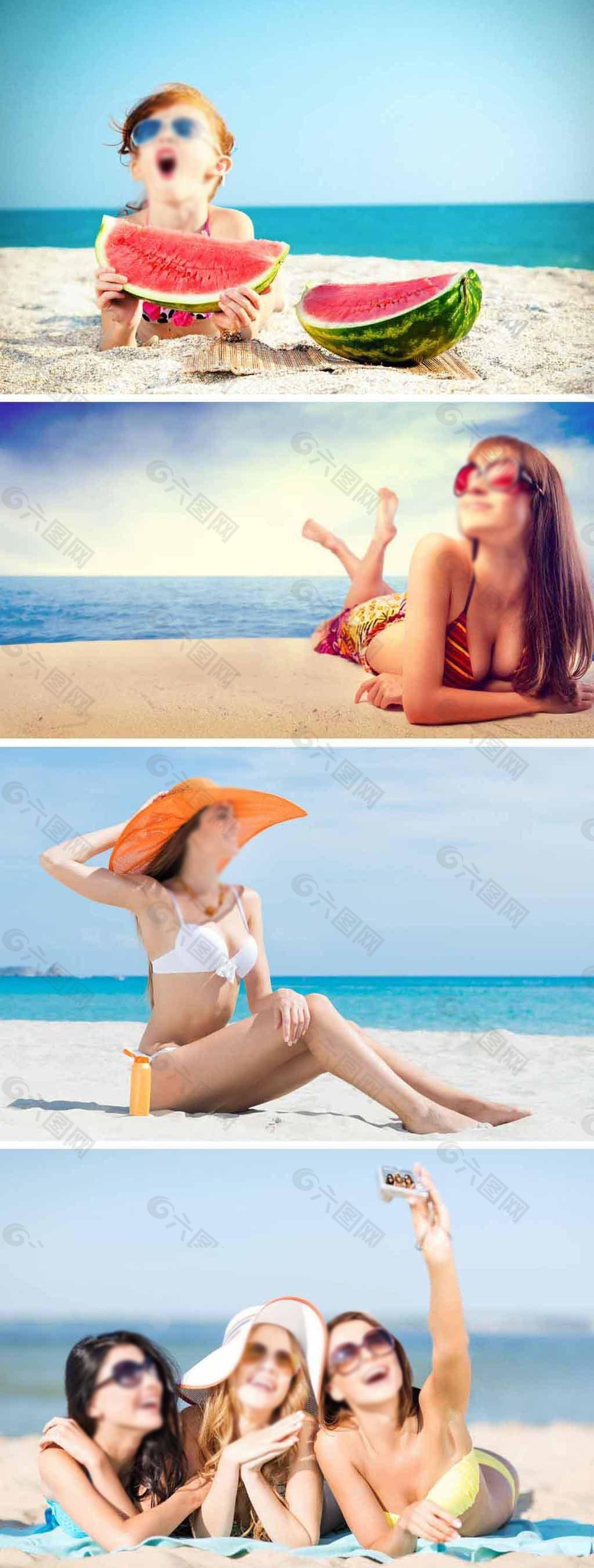 清凉夏季沙滩美女