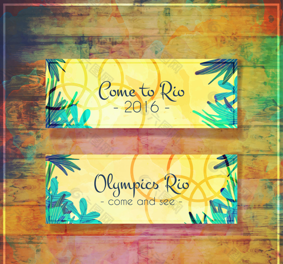 rio奥运丛林边框卡片设计