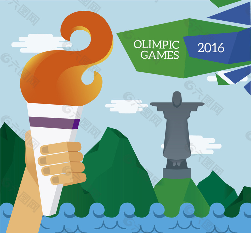 奥运火炬在巴西2016背景