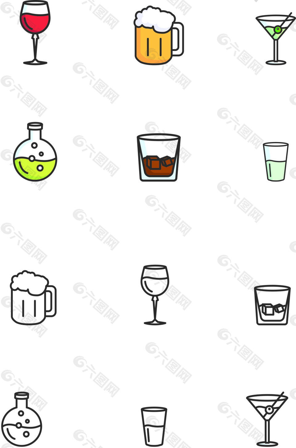 酒杯杯子简单图标设计
