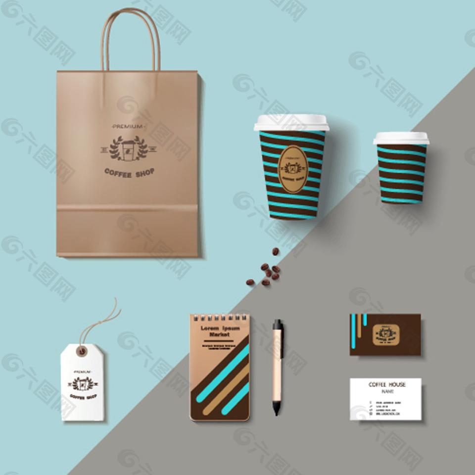 咖啡店铺视觉识别系统元素矢量素材矢量素材