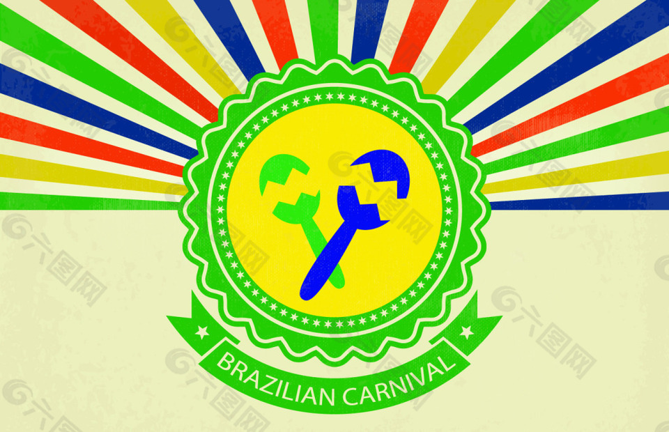 巴西矢量线条圆形徽章素材