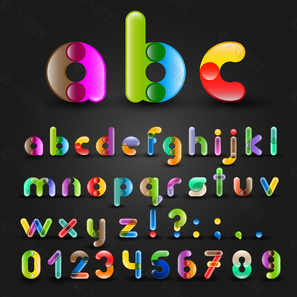 色彩拼接26个字母
