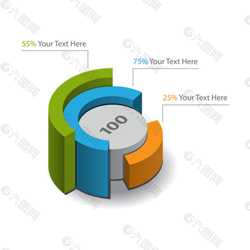 素材模板下載,本次設計元素 作品主題是 立體效果的餅狀數據統計圖