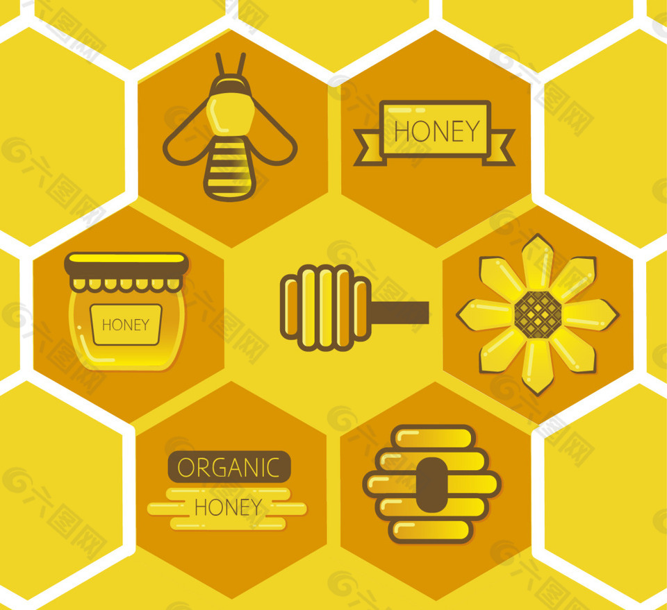 蜂巢背景蜜蜂元素素材