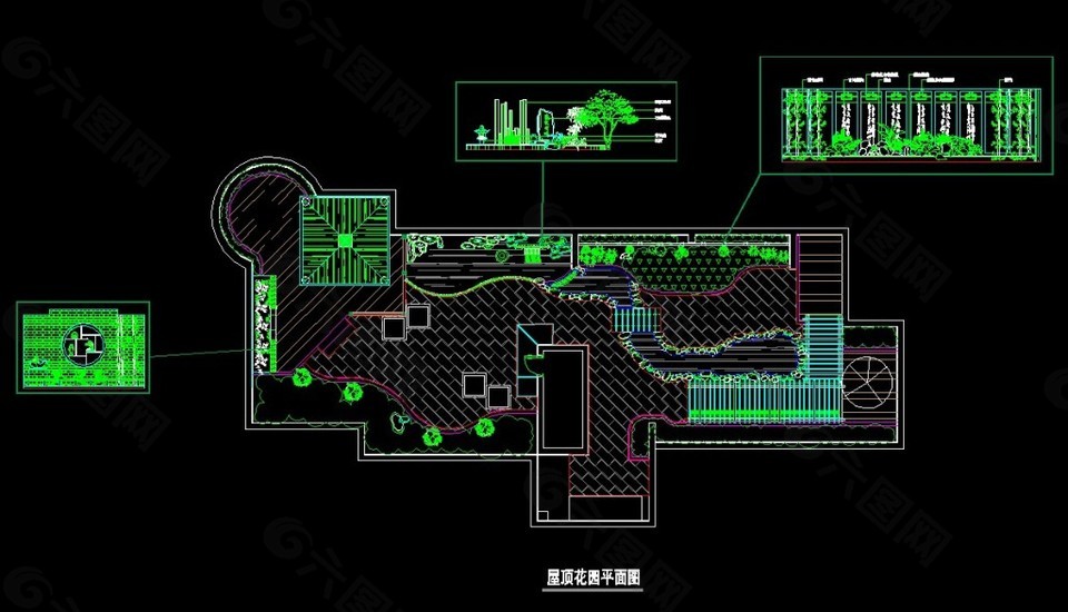 屋顶花园绿化布置平面图