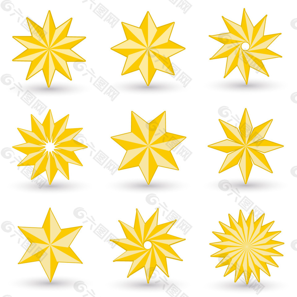 多边形卡通金色星星