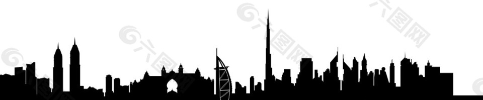 迪拜城市建筑剪影