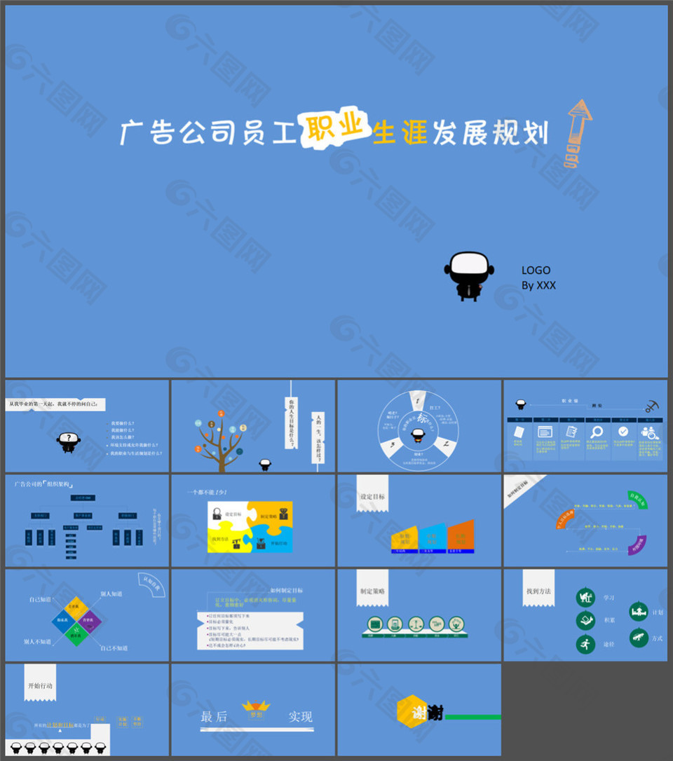 小清新职业发展规划幻灯片