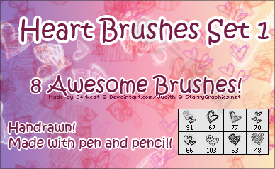 蜡笔涂鸦式爱心笔刷