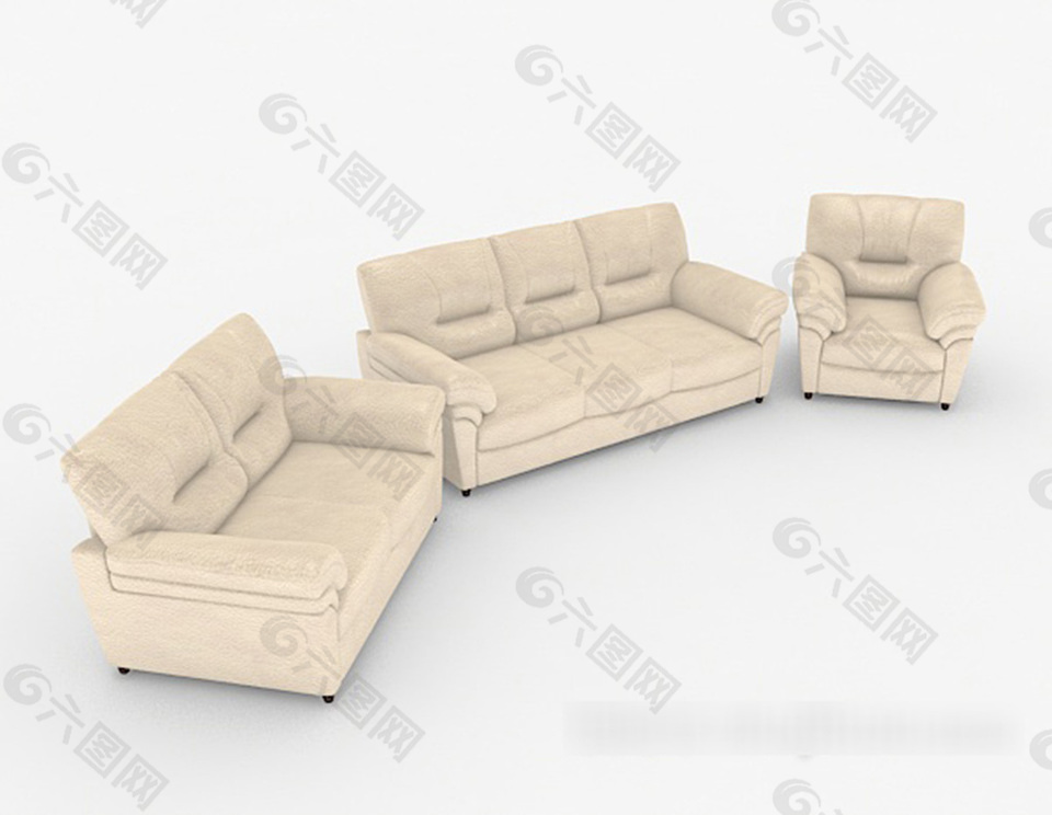 简约现代浅色组合沙发3d模型下载