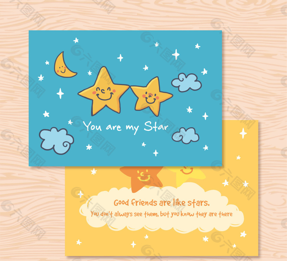 手工绘制的星星可爱的卡片