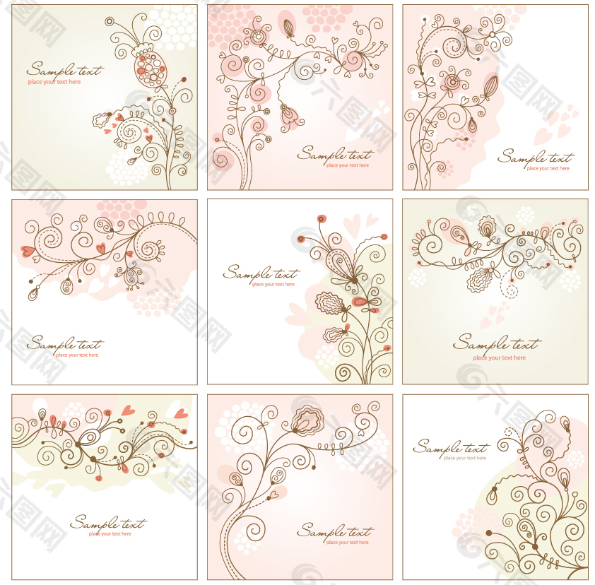 小清新花卉卡片插页设计