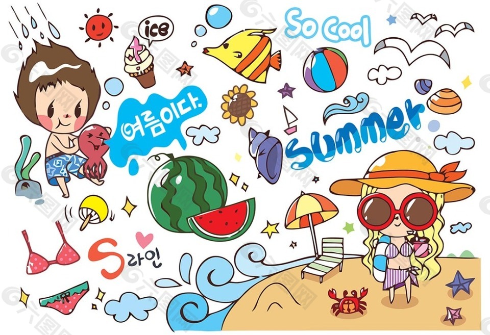 韩国可爱女孩海边度假