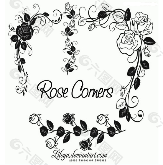 玫瑰花环鲜花花纹图案photoshop笔刷素材平面广告素材免费下载(图片