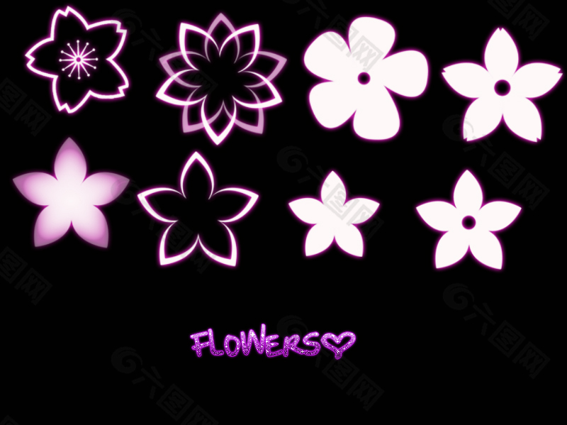 可爱樱花花朵Photoshop笔刷素材