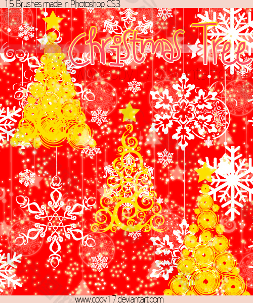 另类圣诞树、雪花图案Photoshop笔刷