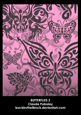 漂亮蝴蝶花纹图案印花photoshop笔刷素材