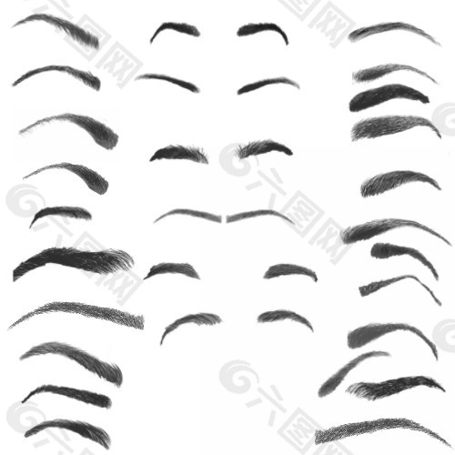 28种效果的Photoshop眉毛笔刷下载