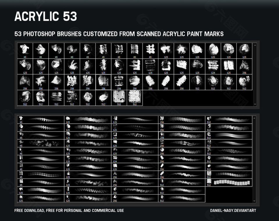 53个油漆刷子涂抹痕迹Photoshop笔刷素材