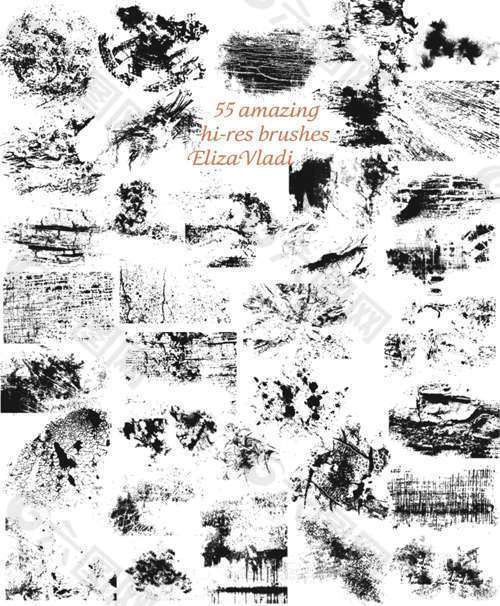 高分辨率斑驳侵蚀特效PS笔刷