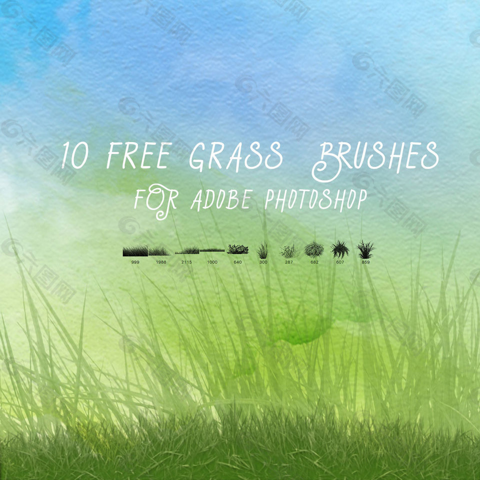 10个免费的绿色小草、青草、草坪Photoshop笔刷下载