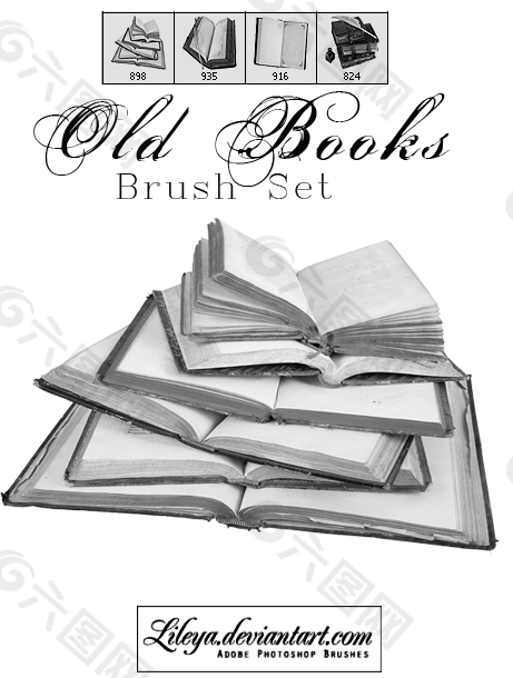 老旧图书书本、真实的书籍photoshop笔刷素材下载