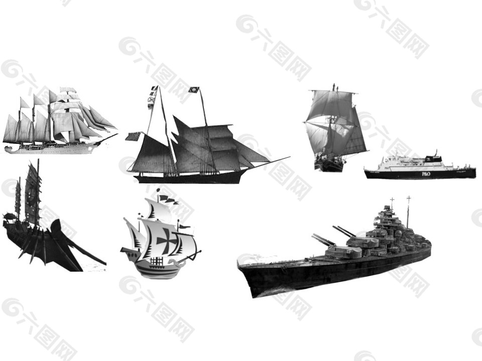 帆船、军舰、游轮、中国古船等photoshop笔刷素材
