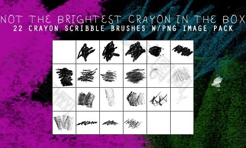 22种高清粉笔、蜡笔笔触涂抹痕迹效果PS笔刷下载