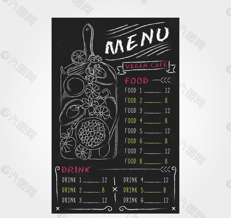 饭店黑板菜单设计图片图片