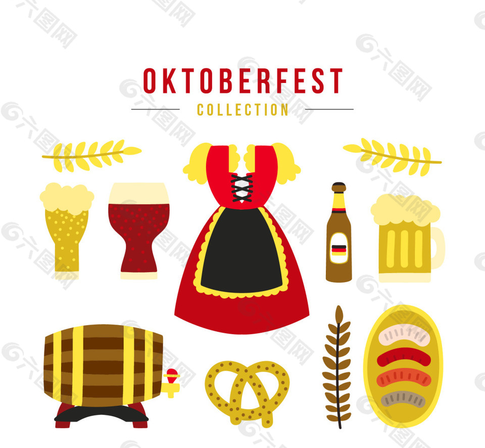 传统的德国啤酒节服装与元素