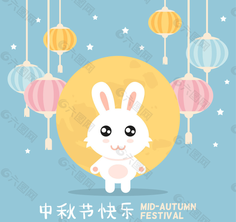 可爱兔中秋节