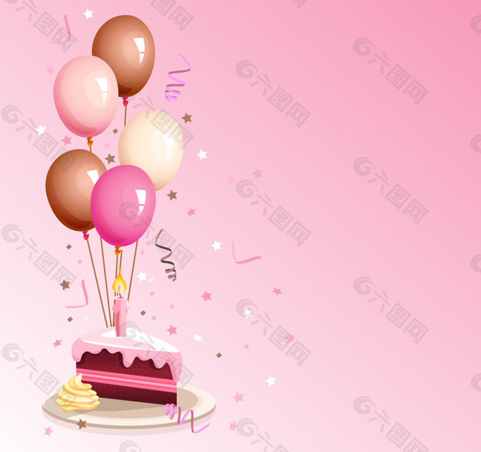 彩色气球与生日蛋糕