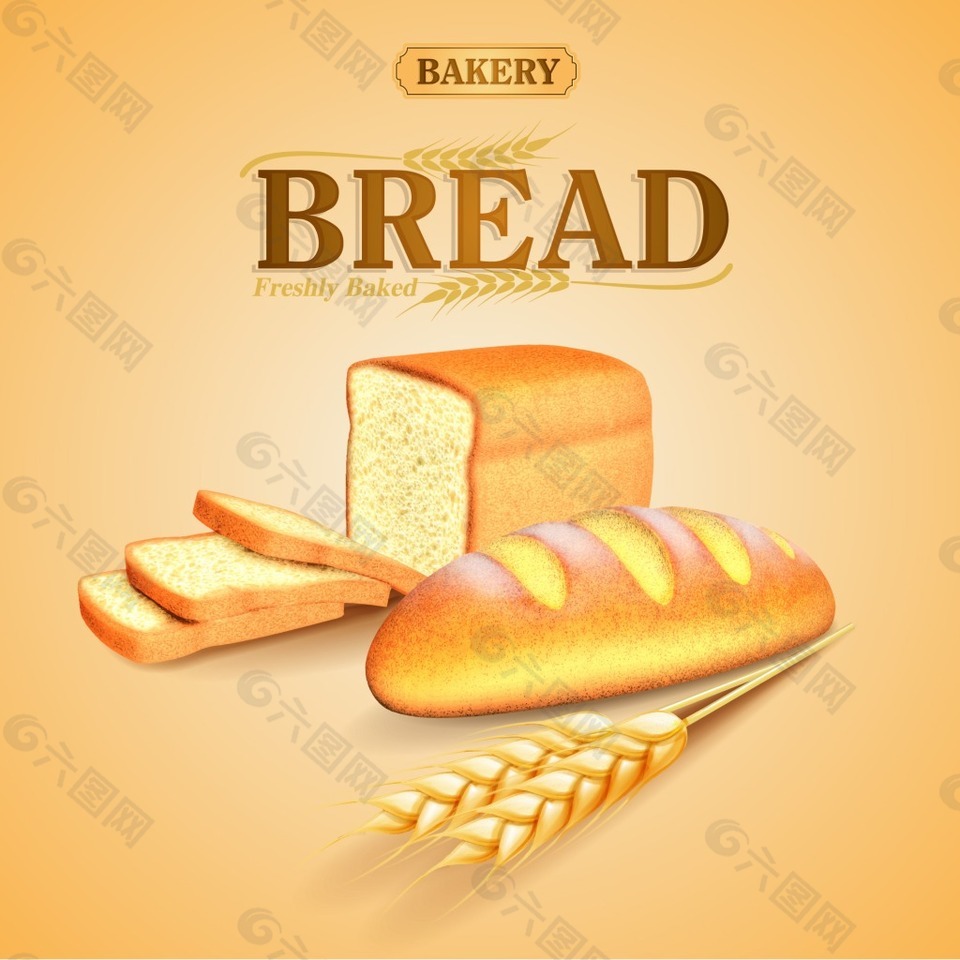 美味的全麦面包广告矢量素材