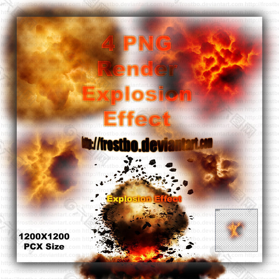 4种爆炸场景效果Photoshop笔刷下载（PNG图片素材）